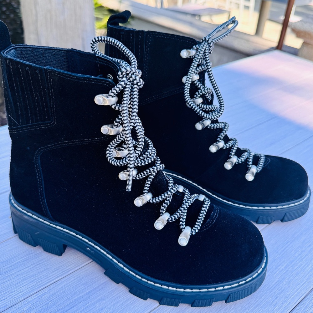 NEW SPLENDID Gabbie Suede Black Ankle Boots. Size 7.